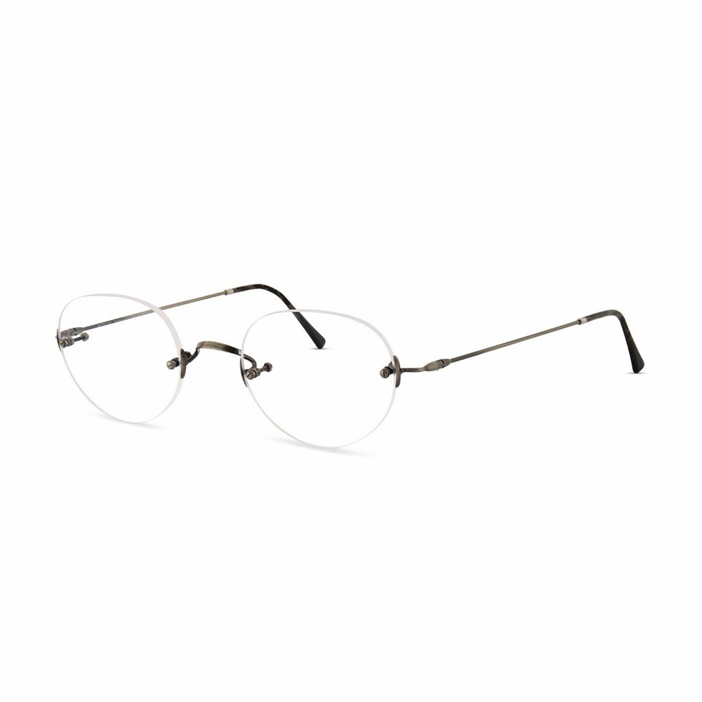 Lunor Classic Panto M Frames Glasses Rimless Round Oval Antique Silver Steel